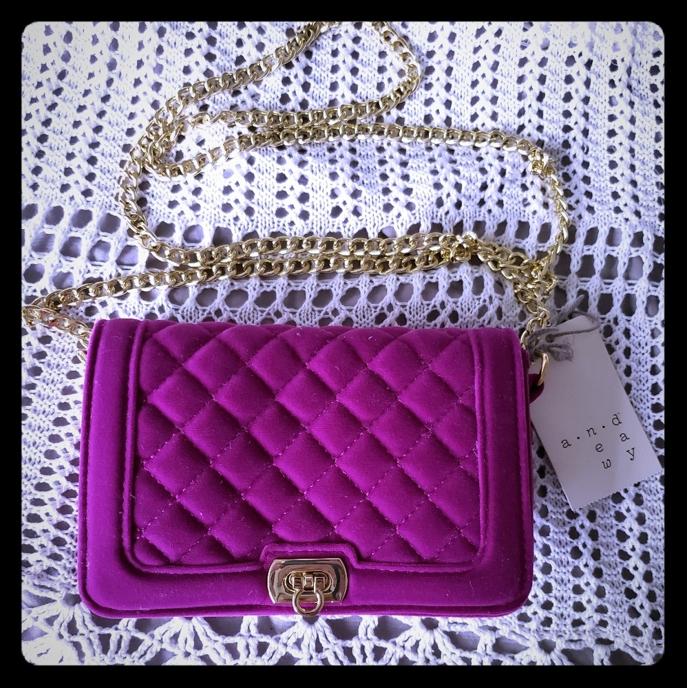 NWT pink faux suede shoulder purse